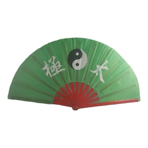 Green Kung Fu Fan w Yin Yang - Picture 1 of 1