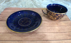 Limoges Royal Mararini, Cup/ Saucer Sebring Ohio Cobalt Blue W/ Golden Trim - Picture 1 of 6