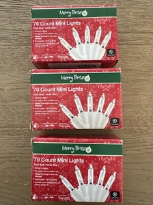 Lot Of 3 Boxes ~70 Count Mini Lights Clear Bulbs White Wire Indoor/Outdoor NIB - Picture 1 of 3