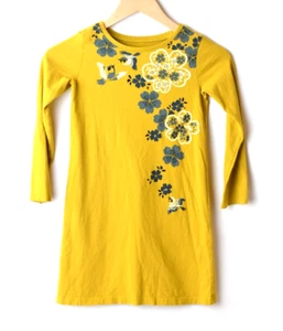Tea Collection Golden Yellow Floral Bird Print Dress Long Sleeve Girls Size 7 - Picture 1 of 9