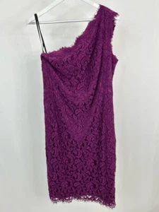 TADASHI SHOJI Lace One Shoulder Party Cocktail Size M/L Magenta Women's Dress - Picture 1 of 4