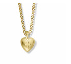 14K Gold Filled Heart Locket With Engraved Cross Necklace And Chain