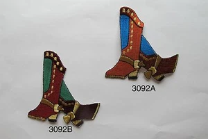#3092 Cowboy Boots Embroidery Applique Patch - Picture 1 of 3