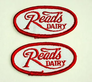 2 Rare Reads Dairy Farm Small Uniform Patch 1970s NOS New Location ? - Picture 1 of 3