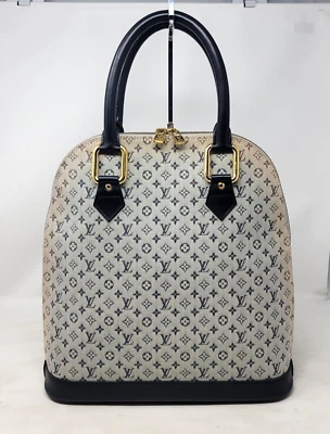 Auténtico bolso de mano Louis Vuitton Alma azul marino mini monograma lona cuero vintage Foto 1 de 4