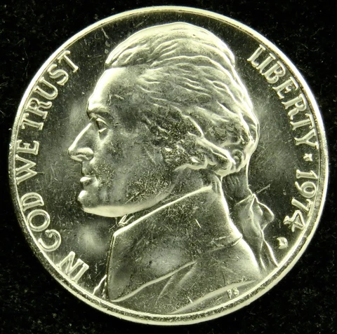 1974 D Uncirculated Jefferson Nickel BU (C04) Cover