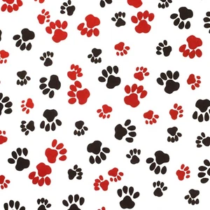 Feline Drive Fabric FLANNEL Red & Black Cat Paws White - Fat Quarter (18x22") FQ - Picture 1 of 8
