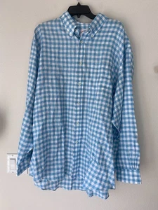 Brooks Brothers Shirt blue check 100% Linen Gingham Check sz XXL - Picture 1 of 2