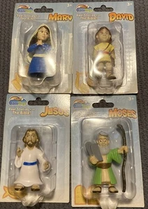 Bible Toys Figura Gesù Mosè Maria Davide Set Completo di 4 Storie Reali PVC Raro - Foto 1 di 2