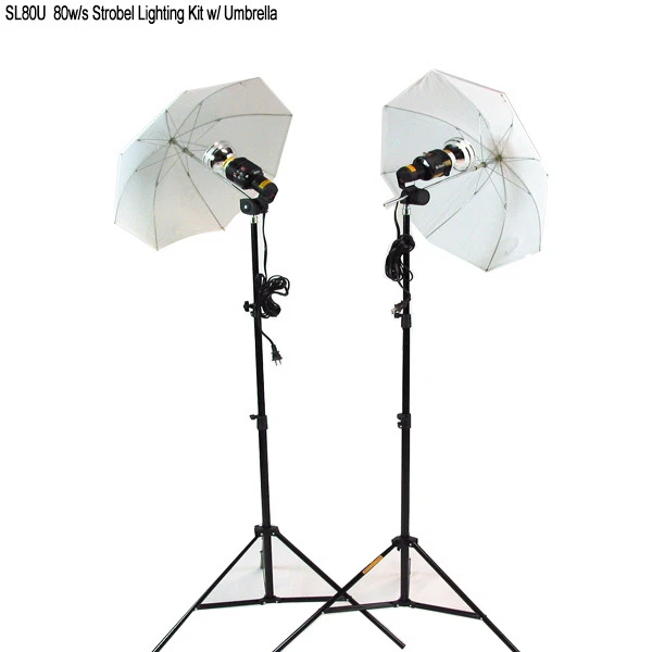 Kit de luz de flash estroboscópica iluminação de estúdio 80w/s com kit de iluminação guarda-chuva Britek - Imagem 1 de 1