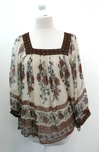 MASSIMO DUTTI Smock Top - Size M - square neckline 3/4 sleeves lined silk - Picture 1 of 8