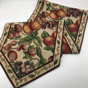 Vintage Woven Tapestry Table Runner Fruit Pattern 69” Cotton Blend - Picture 1 of 13
