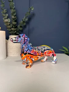 Graffiti Sausage Dog Dachshund Ornament Art Sculpture | Modern Trendy Home Decor - Picture 1 of 9