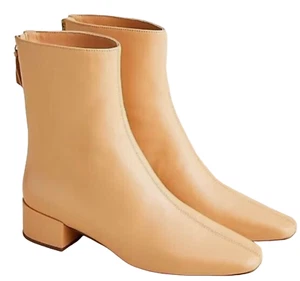 NEW J.CREW LIGHT CARAMEL ROXIE CENTER SEAM LEATHER ANKLE BOOTS BA736 SIZE 7.5 - Picture 1 of 9