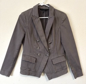 White House Black Market Military Blazer 6 Gray Double Breasted Fitted Polished - Picture 1 of 8