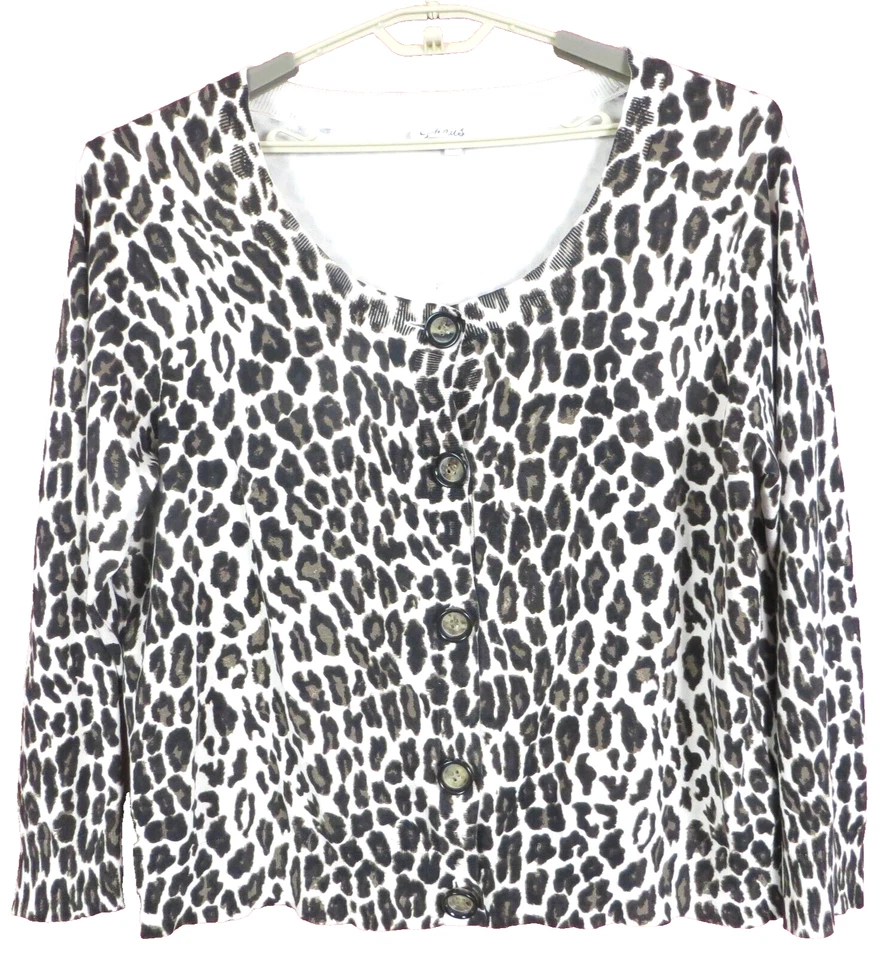 SC001081- CHAUS Mujer Seda Nylon Cárdigan Suéter Manga 3/4 Animal Talla 3X Foto 1 de 4