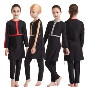 Summer Muslim Girls Split Swimwear Swimsuit Beach Burkinis Sets 3Pcs Costumes - Picture 1 of 39