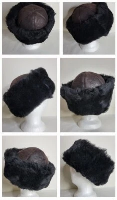 Sombrero de invierno para mujer marrón cuero genuino gamuza piel sintética talla 60 (24" - 27") Foto 1 de 4