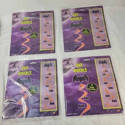 Lote de 12 remolinos de murciélagos decoración colgante fiesta de Halloween transmisor de murciélagos negro y naranja Foto 1 de 3