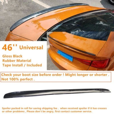 46'' Universal Sedan Coupe Gloss BLK Rear Trunk Lip Spoiler Wing Rubber Tape-on - Image 1 of 4