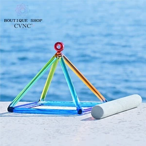 CVNC 8 Rainbow Color Clear Crystal Singing Pyramid Sound Healing Bath Music - Picture 1 of 9