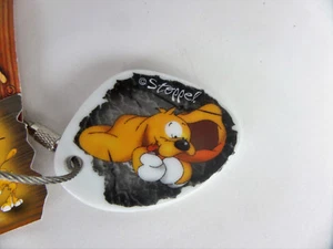 Unique Glucks-Stein Porcelain Luggage Tag German Stoopel Dog Lucky Stone - Picture 1 of 4