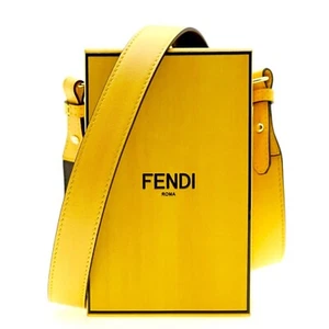 Fendi Shoulder Bag Vertical Box Crossbody Yellow Leather New - Picture 1 of 5
