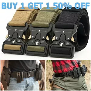 MEN Casual Military Tactical Army Adjustable Quick Release Belts Pants Waistband - Picture 1 of 15