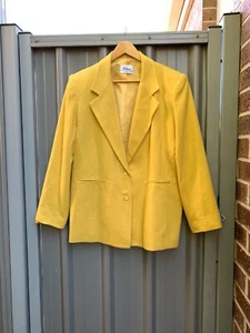 Pelaco Size 16 Yellow Blazer Jacket 65% Wool Pockets Work Corporate Vintage 90s - Bild 1 von 16