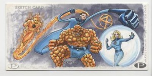 2012 Marvel Premier Sketch Cards 4-Panel 1/1 Mark Peasley Invisible Woman w3d F4