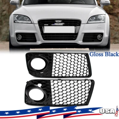 Glossy Black Front Bumper Fog Light Grille Bezel Cover Fits Audi TT 2011-2014 Foto 1 de 4