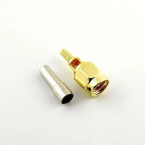 1x SMA Male Plug Center Window Straight Crimp for RG174 RG316 Cable RF Connector - Picture 1 of 7