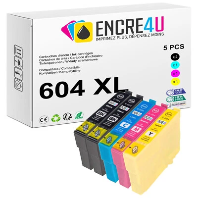 Lot de 5 cartouches d'encre compatibles Epson 604 XL - Série Ananas ( 604XL ) - Photo 1/4
