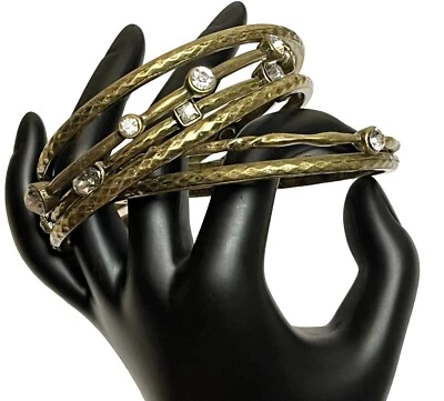 LOTE DE 5 Pulseras Brazalete Firmadas Graziano Tono Latón Cristal Estrás Diseñador Foto 1 de 4