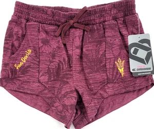 NEW Arizona State Sun Devils Colosseum Maroon Pocket Tropical Shorts Girls M 7-8 - Picture 1 of 8