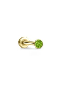 Threadless Labret Nose Ring Monroe Push Pin Stud Yellow Gold Steel 1mm Tiny CZ - Picture 1 of 14