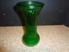 Emerald Green Vase Hoosier Glass Green Swirled 7 3/8" Twisted Tall Vintage VGUC