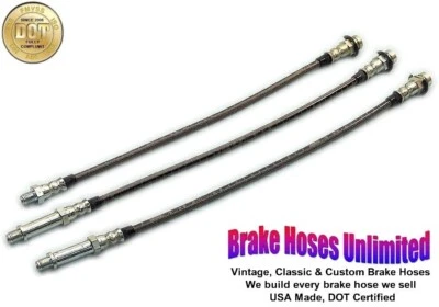 STAINLESS BRAKE HOSE SET Plymouth Barracuda 1965 1966 - 8 Cylinder w/ 10" Drums - Imagem 1 de 2
