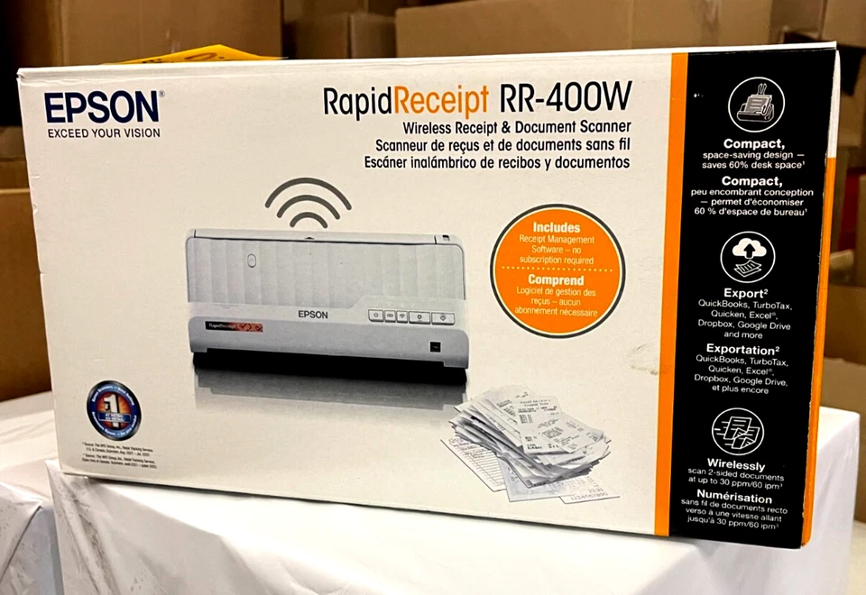 EPSON Rapid Receipt RR-400W Wireless Receipt and Document Scanner SEALED - Image 1 of 1