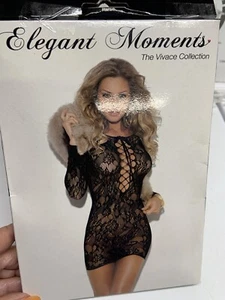 NWT Elegant Moments Women’s Lingerie , Lace Mini Dress, One Size, Black - Picture 1 of 8