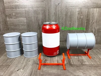 Large 1/10 Realistic 55 Gallon Drums w/ Stands - 3D Printed Barrels - US Seller - Image 1 of 4