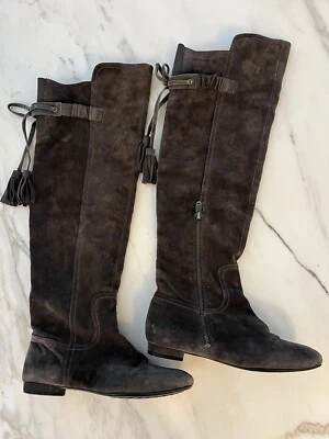 Joan & David Brown Suede Riding Boots Sz 7 Leather Equestrian Cabin Life￼ - Image 1 of 4