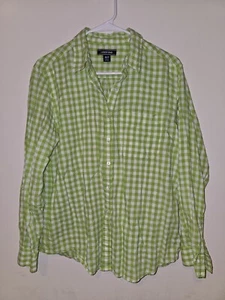 Kids Youth Land's End Green Checkered Button Up Medium 10-12 - Picture 1 of 3