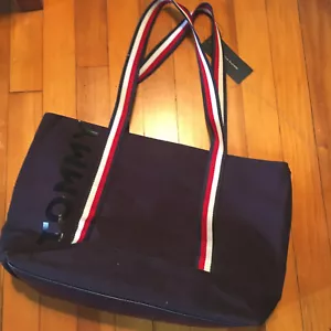Tommy Hilfiger Women's Signature Large Tote Bag Purse Navy/Red/White NWT - Picture 1 of 12