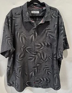 Tommy Bahama Men's Shirt Size XXL Coconut Point Hawaiian Camp Palm Silver Gray - Picture 1 of 10