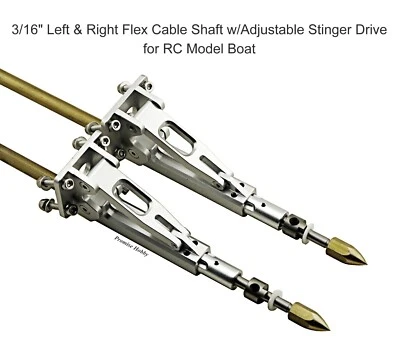 3/16" Left & Right Flex Cable Shaft w/Adjustable Stinger Drive for RC Model Boat - Image 1 of 4