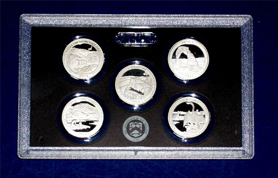 2014 S Silver Quarter Proof Set - 5 Coins - 90% Silver- NO Box/COA-IN STOCK - Image 1 of 1