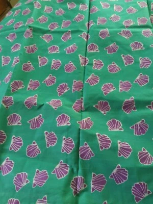 TELA TEMÁTICA NÁUTICA Wamsutta Pacific conchas verde y púrpura 2 yardas x 45" Foto 1 de 4