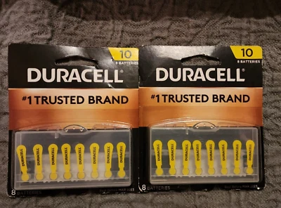 NEW (2 packs of 8) Duracell Hearing Aid Batteries - SIZE 10, Exp March 2024 - Image 1 of 2