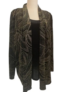 Notations Black Gold Sparkly Velvet Jacket Tank Womens Large Whimsigoth Event - Picture 1 of 11